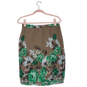 Tulle M Taupe Gray Green Floral Skirt